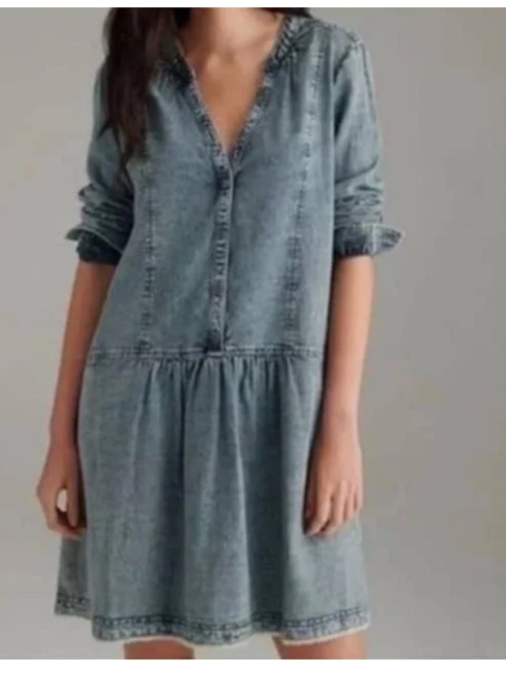 Pilcro Washed Blue Denim Tunic Dress